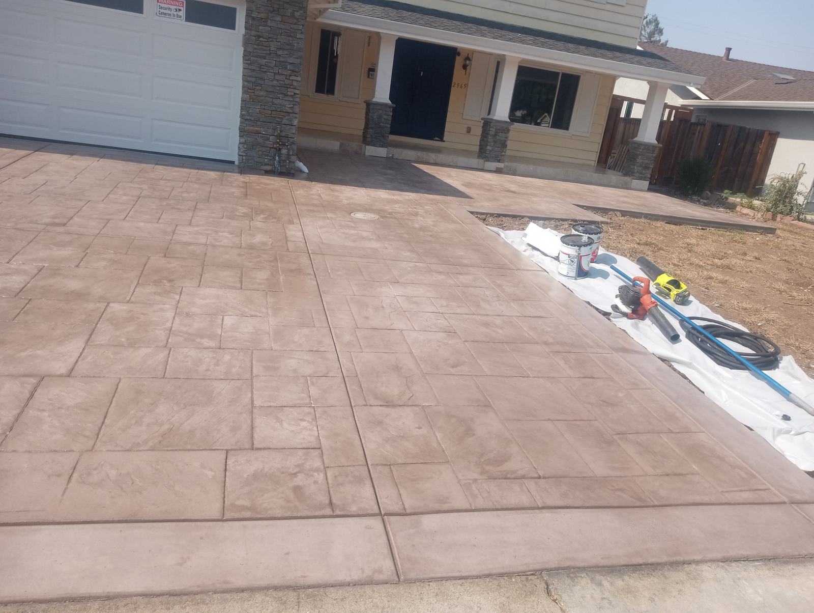 Stamped concrete driveway