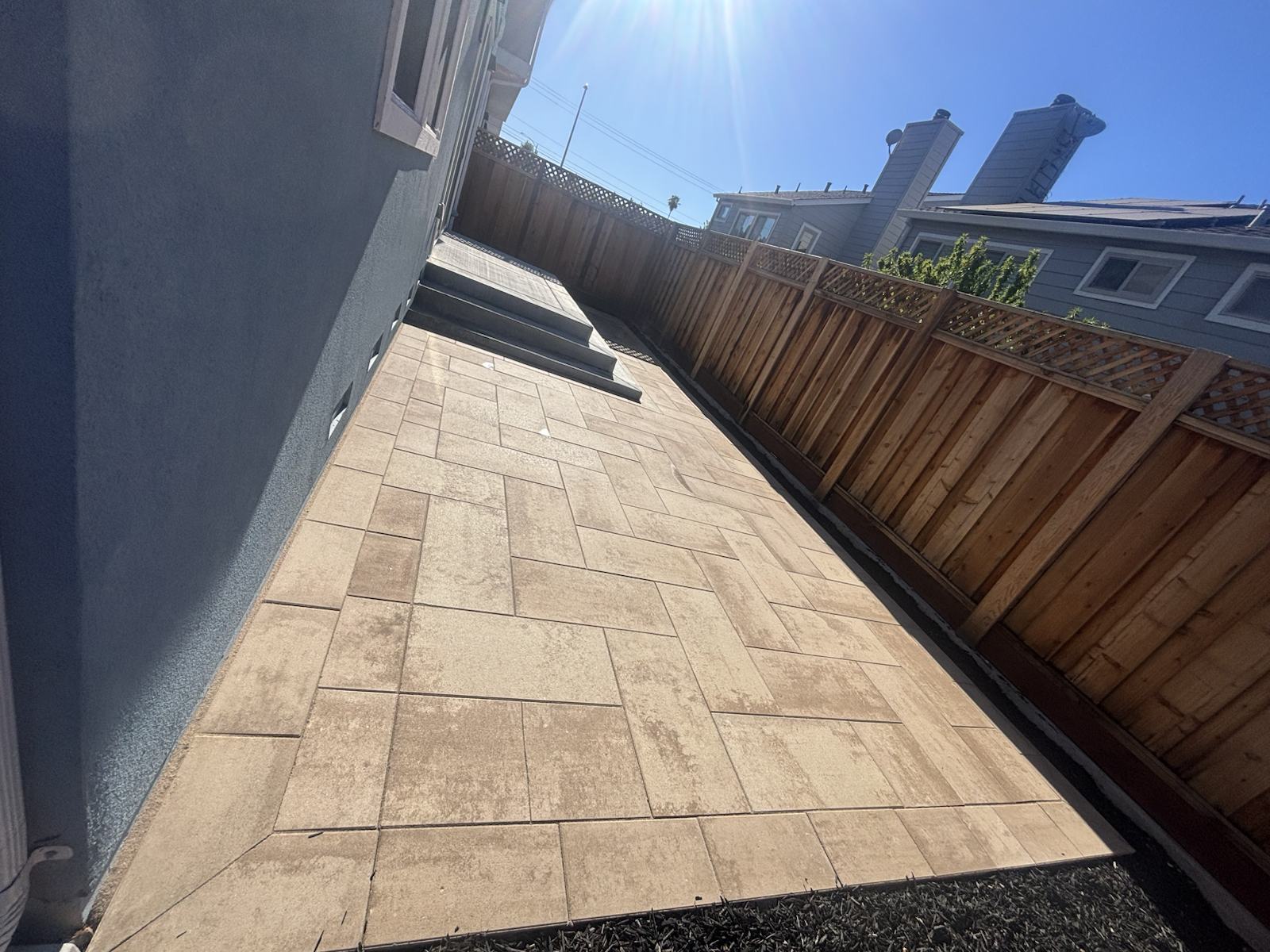 Side yard paver walkway