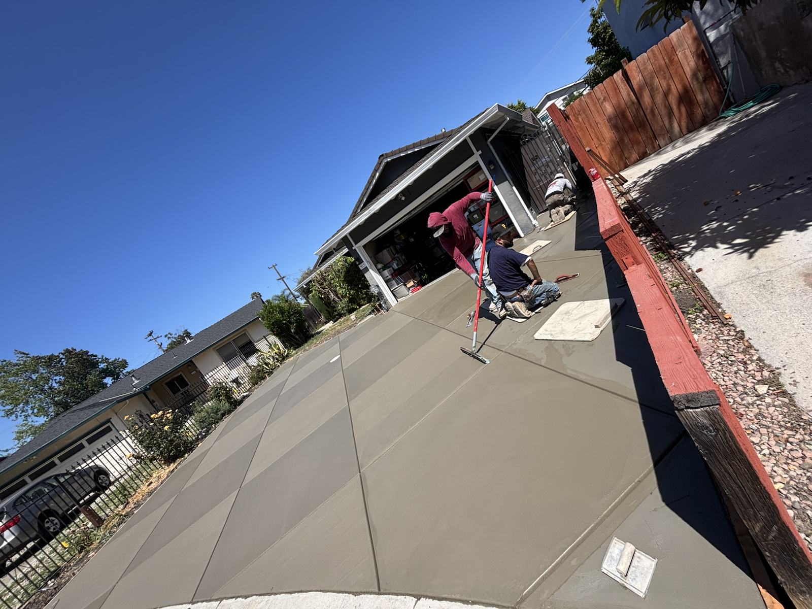Fresh concrete walkway pour