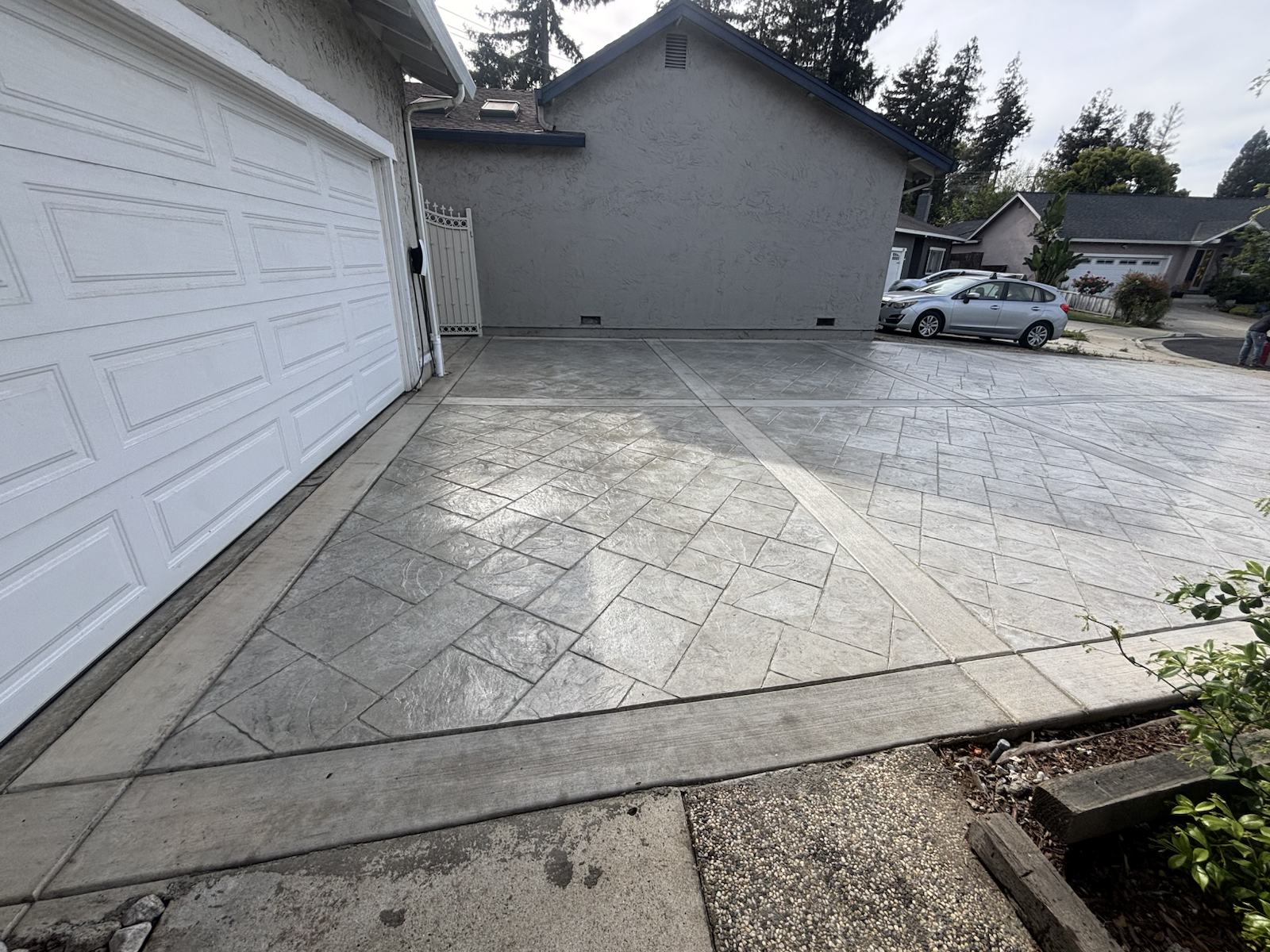 Stamped concrete driveway finish
